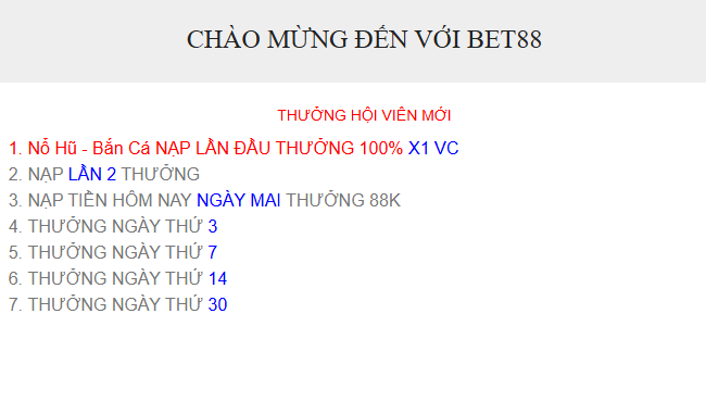 thưởng Bet88
